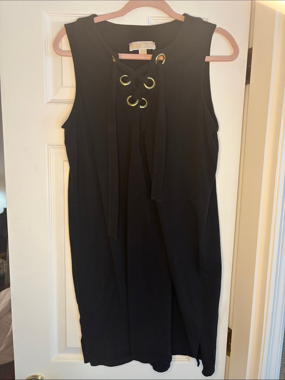 Michael Kors Black Lace-Up Sleeveless Midi Dress/coverup